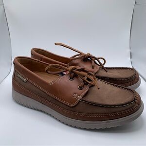 Mephisto Men's Trevis Taupe Boat Shoes SZ 7.5 loafers slip on brown leather 2490